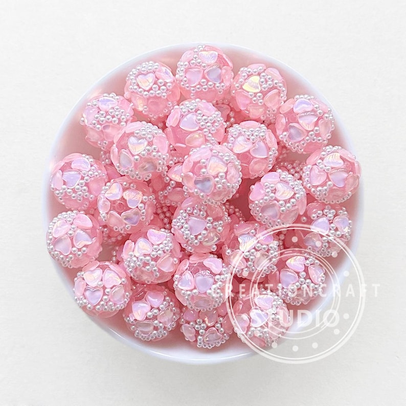 Fancy Heart Ball,Sparkle Beads,Fancy Acrylic Beads,Iridescent Beads