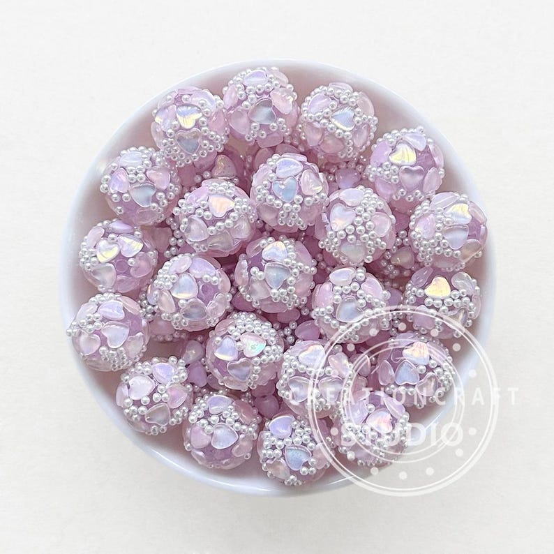 Fancy Heart Ball,Sparkle Beads,Fancy Acrylic Beads,Iridescent Beads