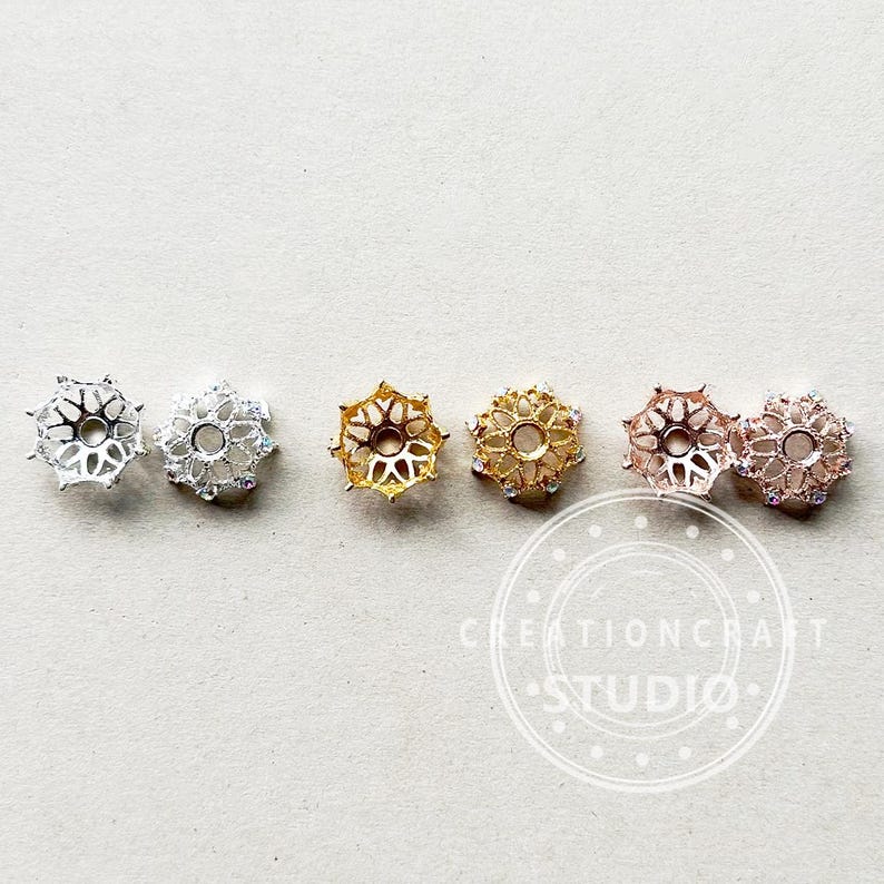 AB Rhinestone Metal Bead Cap fit 16mm Round Beads,Bead Cap,Fancy Bead Cap
