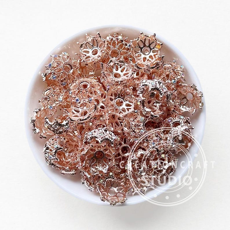 AB Rhinestone Metal Bead Cap fit 16mm Round Beads,Bead Cap,Fancy Bead Cap