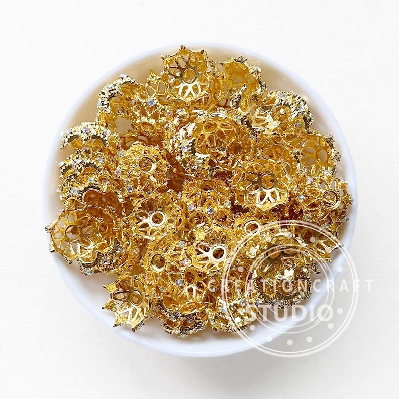 AB Rhinestone Metal Bead Cap fit 16mm Round Beads,Bead Cap,Fancy Bead Cap