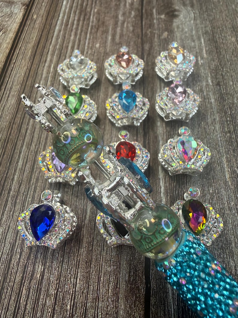23mm Silver Tone Rhinestone Crown Beads: DIY Bead Project Supply
