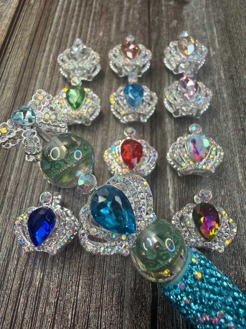 23mm Silver Tone Rhinestone Crown Beads: DIY Bead Project Supply