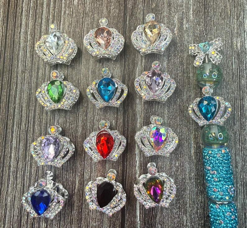 23mm Silver Tone Rhinestone Crown Beads: DIY Bead Project Supply