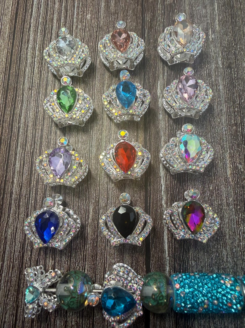 23mm Silver Tone Rhinestone Crown Beads: DIY Bead Project Supply