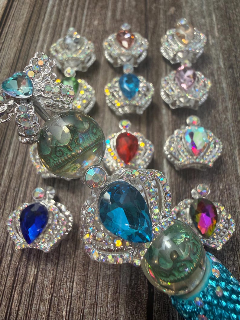 23mm Silver Tone Rhinestone Crown Beads: DIY Bead Project Supply