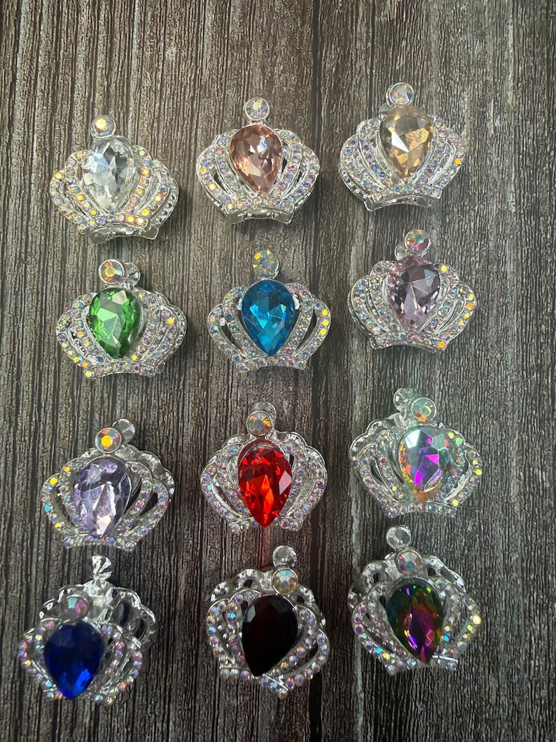 23mm Silver Tone Rhinestone Crown Beads: DIY Bead Project Supply