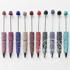 10Pcs Assorted Color Swirl Stripe Rhinestone Beadable Pen,Sparkle Crystal Polymer Clay Pens